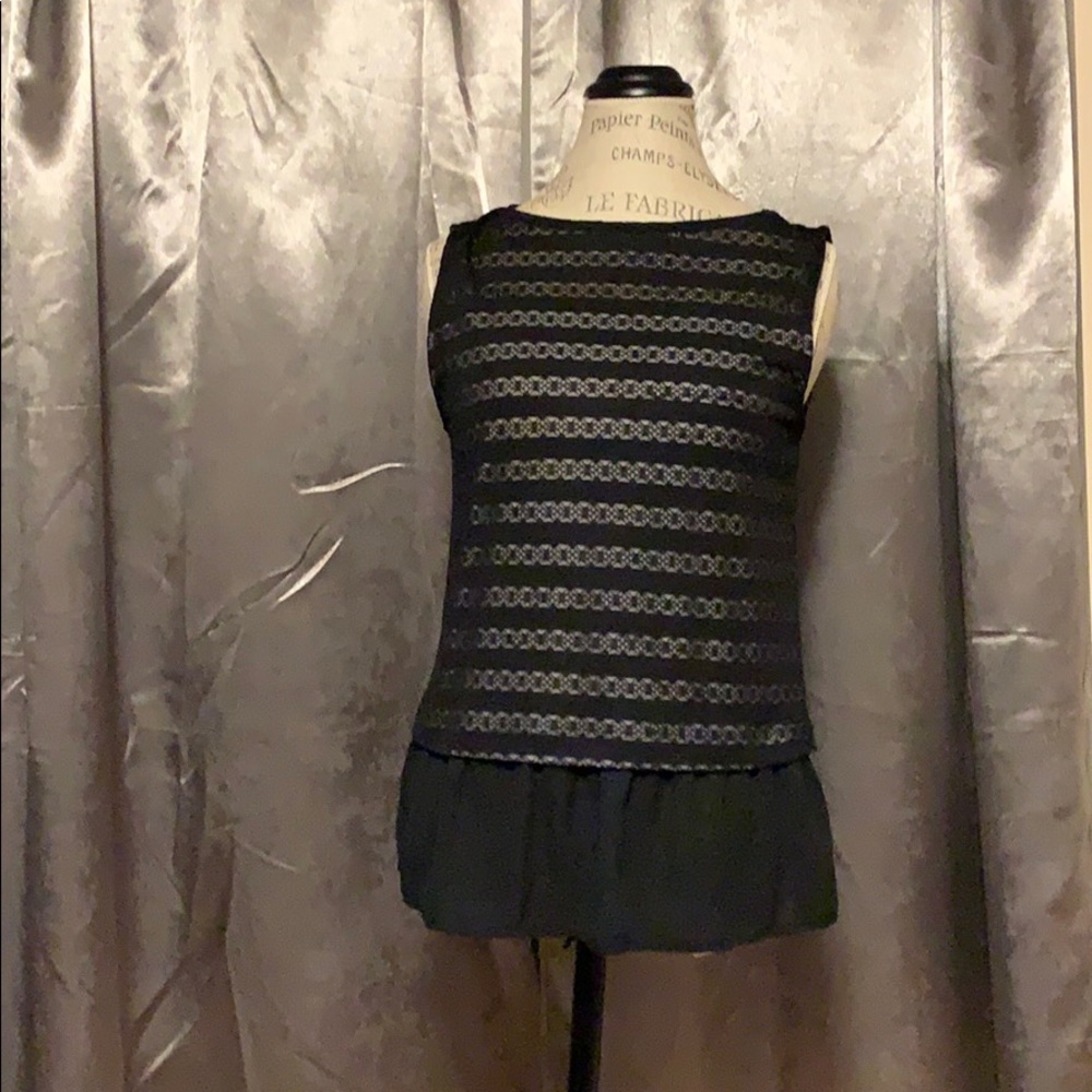 Black short sleeve lace blouse
